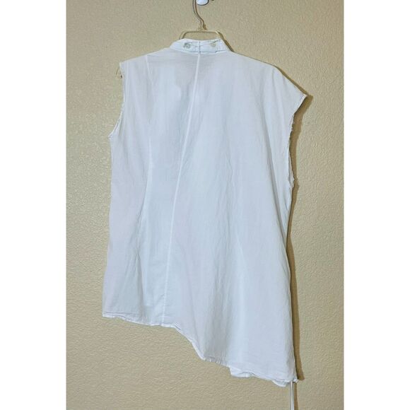 RARE Ann Demeulemeester Women's Sleeveless White Cotton Blouse Asymettrical 40 - Picture 3 of 13